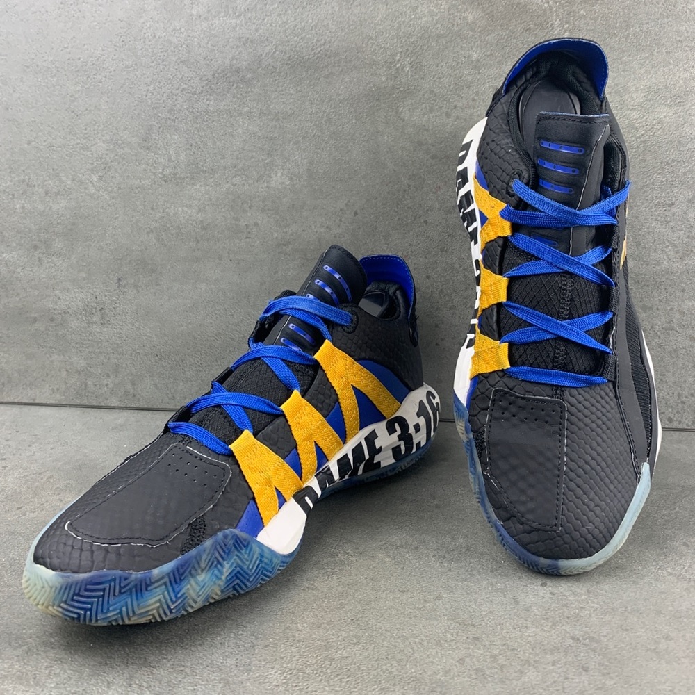 Adidas Sz 6.5 Dame 6 Stone Cold Damian Lillard Austin 3:16 Black Blue Mens Shoes